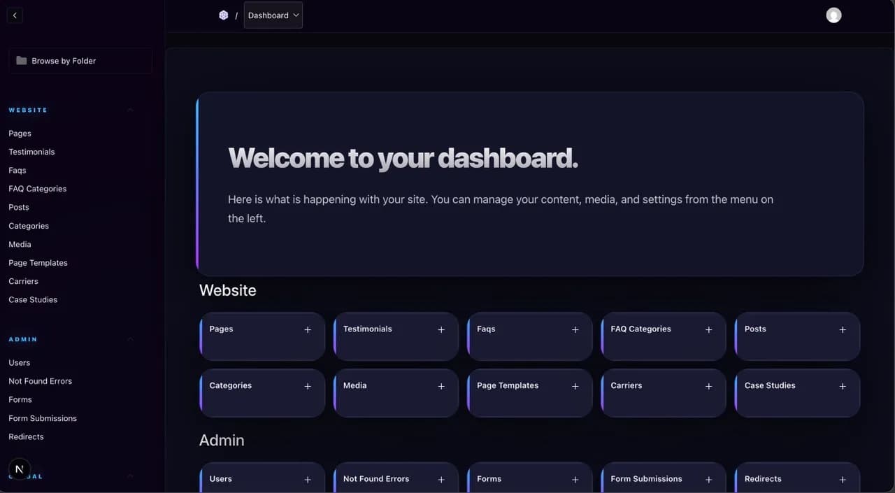 Image of DevboCMS Dashboard