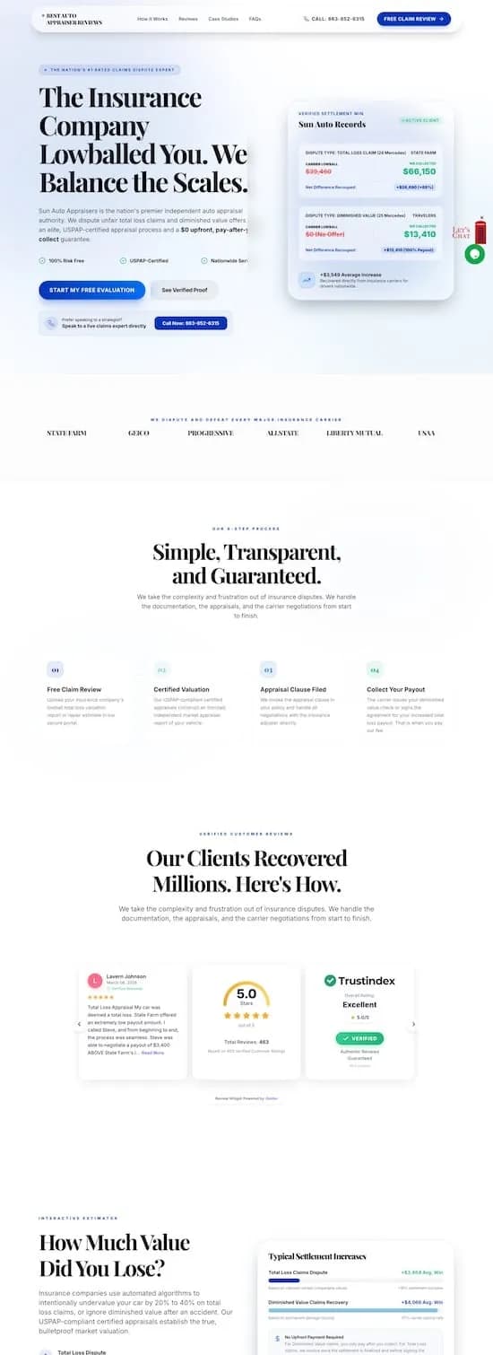 Sun Auto Appraisers Web Design