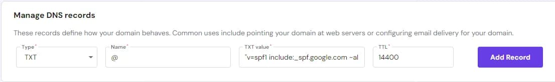 MX records for gmail