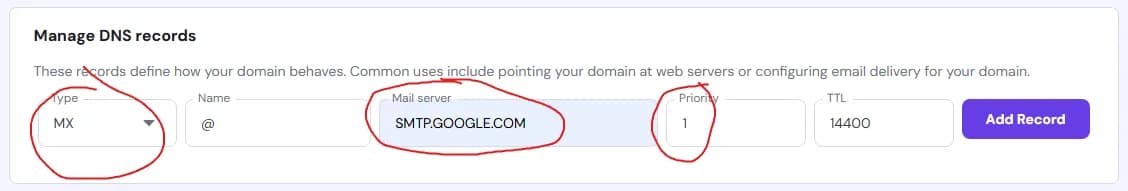 gmail mx records