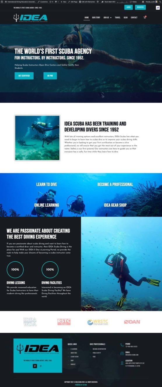 scuba diving web design