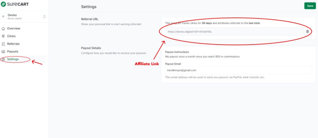 how to access the affiliate link