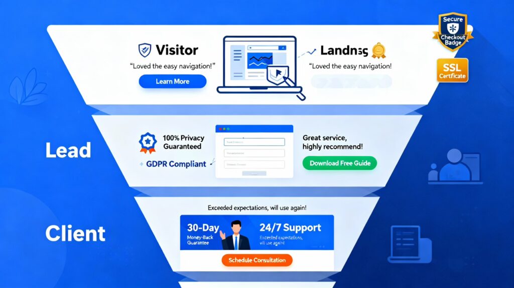 Conversion Funnel For Accounting Websites With Trust Building Touchpoints Large