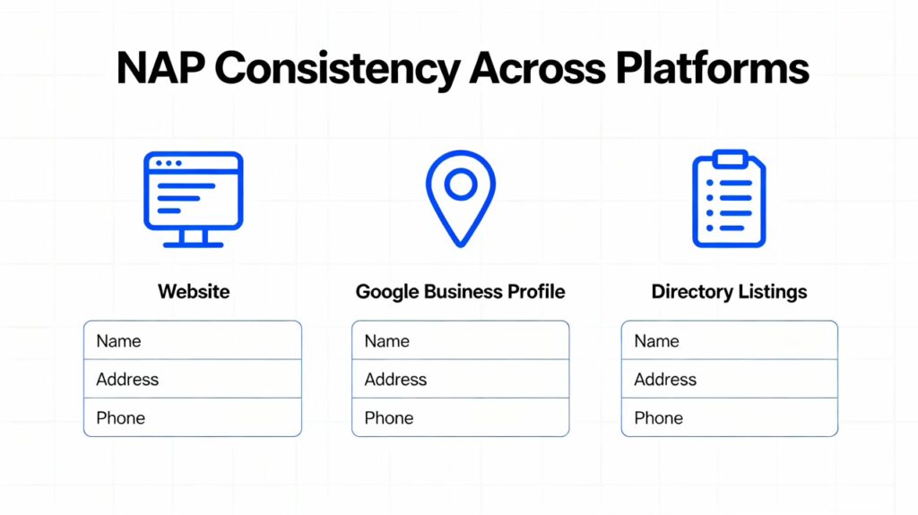 Nap Consistency Visualization Showing Unified Business Information Across Digital Platforms Large