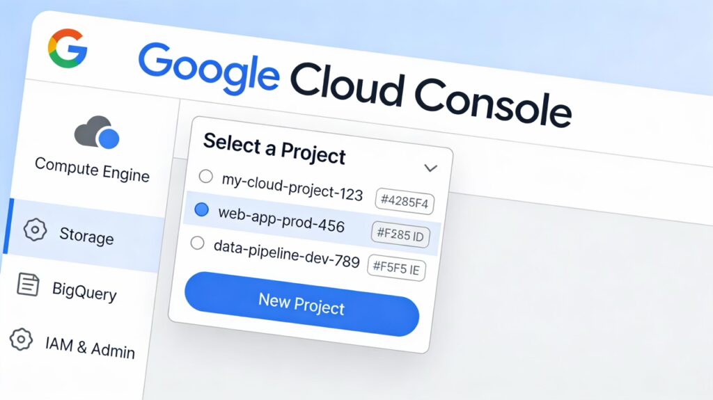 Google Cloud Console Project Selector And Create Project Button Large