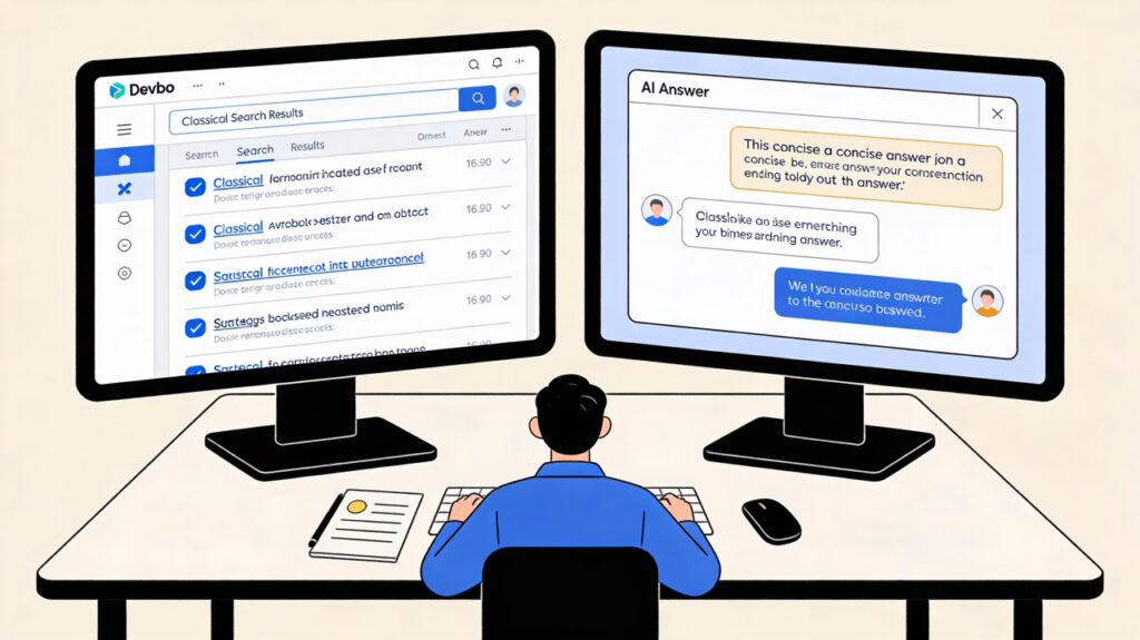 Visual Comparison Of Classic Seo Results And Ai Answer Engine Results For A Small Business Owner