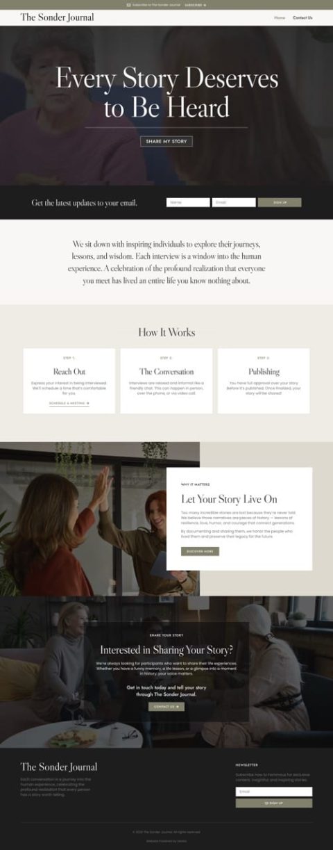 The Sonder Journal Professional Web Design