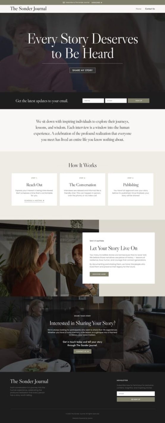 The Sonder Journal Professional Web Design