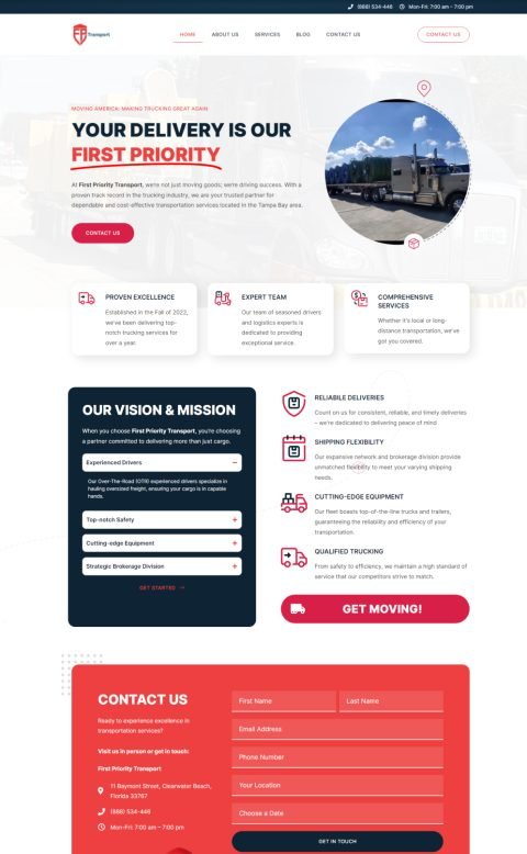 First Priority Transport web design